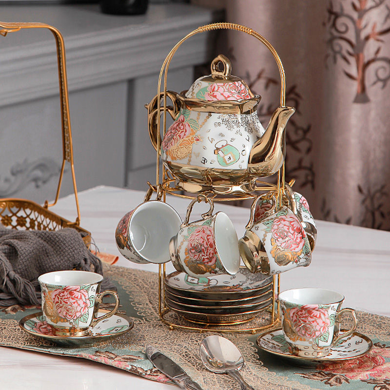 15-Piece Tea & Coffee Dessert Set with Display Shelf