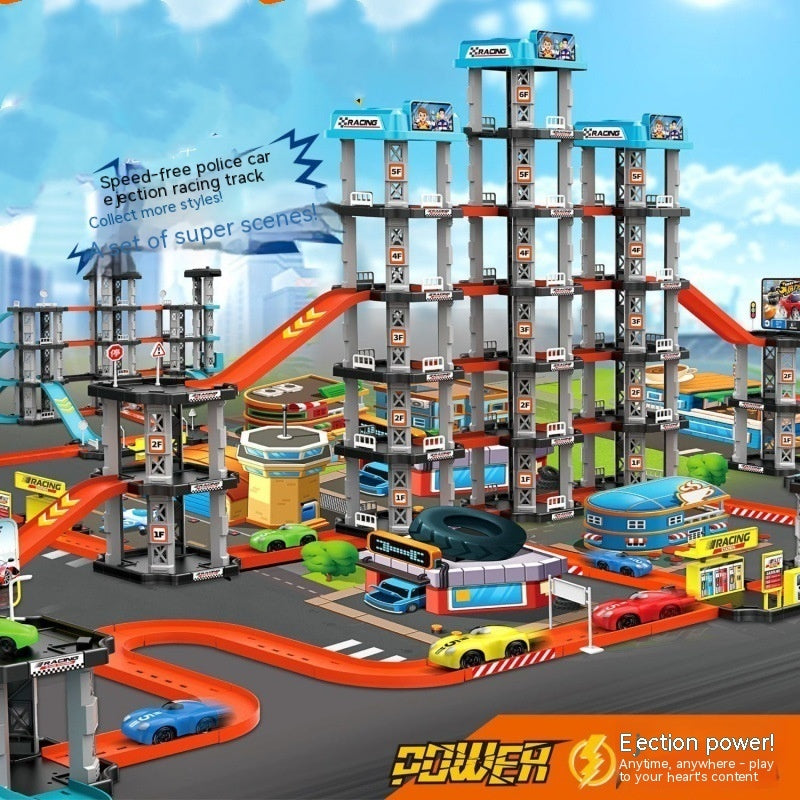 Children's Large Parking Lot Track Set with Cars
