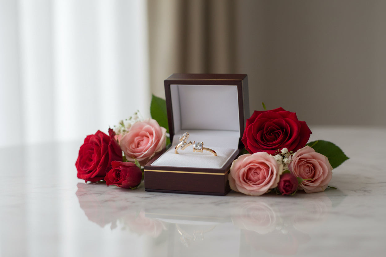 Personalized Initial Letter Ring | Adjustable Zircon Ring for Women