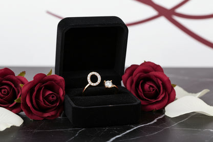 Personalized Initial Letter Ring | Adjustable Zircon Ring for Women