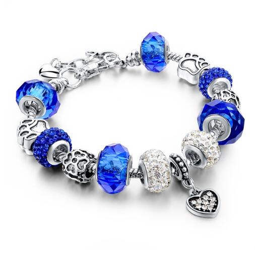 Crystal Beads Bracelets & Bangles Snake Chain Charm Bracelet