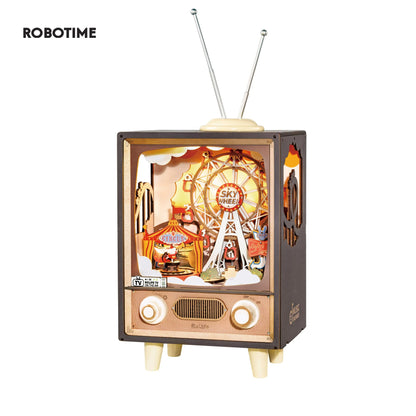 Robotime Rolife Sunset Carnival Music Box – 3D Wooden Puzzle with LED Light & Melody