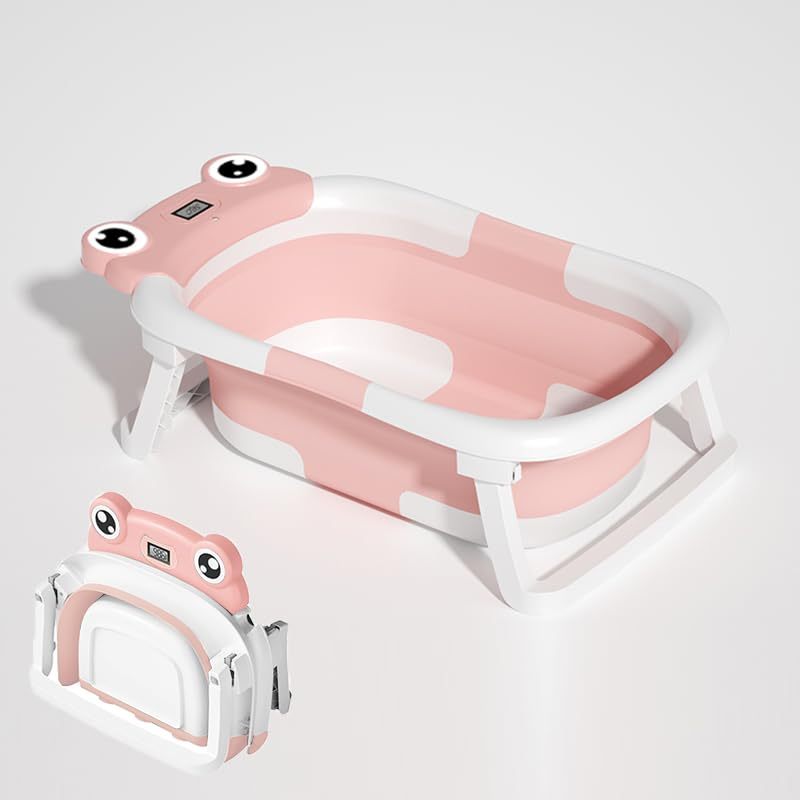 Baby Bathtub , Foldable Baby Bath Tub With Soft Floating Cushion & Thermometer , Collapsible