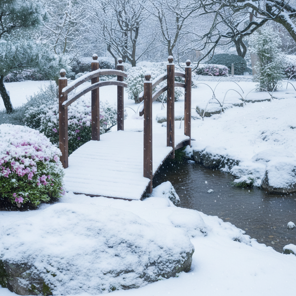 7.5' Fir Wood Garden Bridge Arc Walkway with Side Railings, Perfect for Backyards, Gardens, & Streams, Carbonized