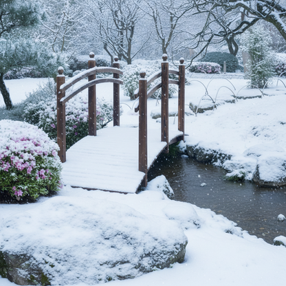 7.5' Fir Wood Garden Bridge Arc Walkway with Side Railings, Perfect for Backyards, Gardens, & Streams, Carbonized