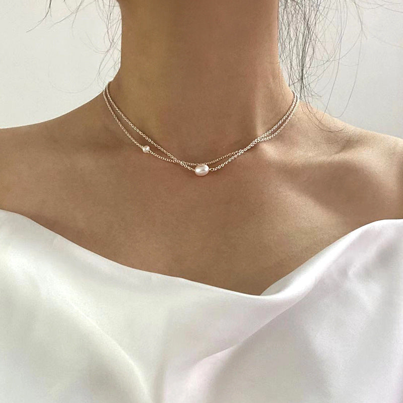 ASHIQI Natural Freshwater Pearl Necklace for Women 925 Sterling Silver Chain Fashion Jewelry Gift