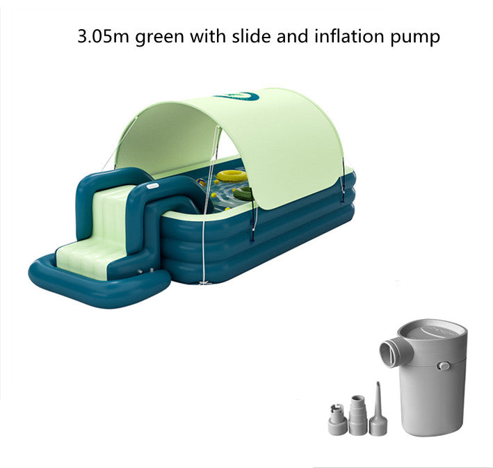 Children's Inflatable Swimming Pool with Shade & Slide