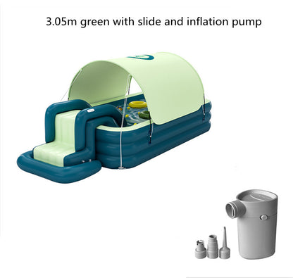 Children's Inflatable Swimming Pool with Shade & Slide