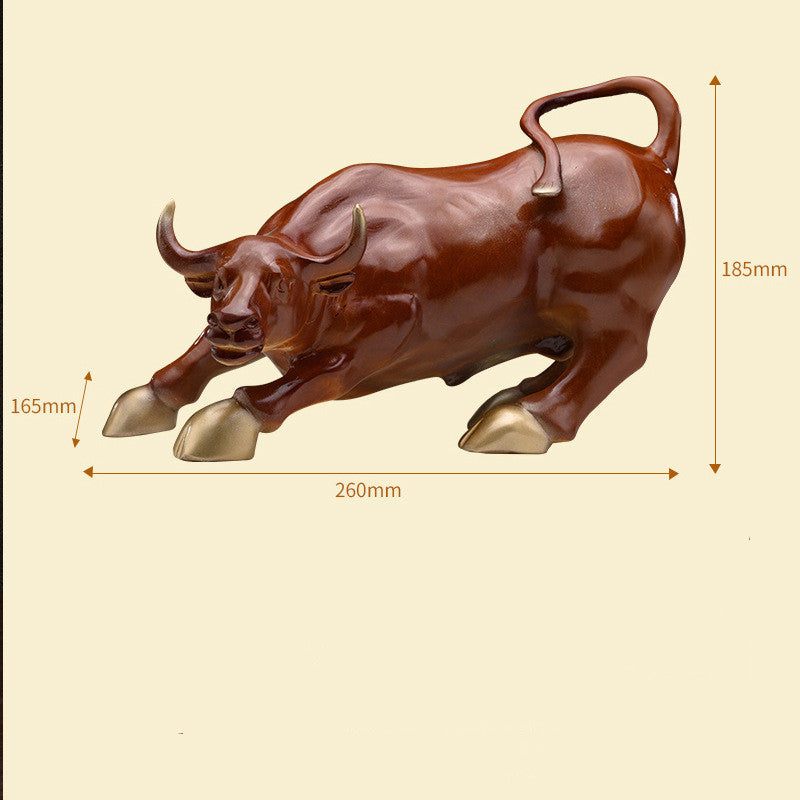 Premium Brass Bull Sculpture - Handcrafted Copper Desk Statue