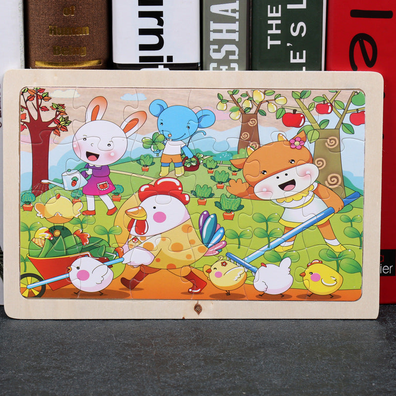 80-Piece Wooden Animal Puzzle - Educational Toy for Kids