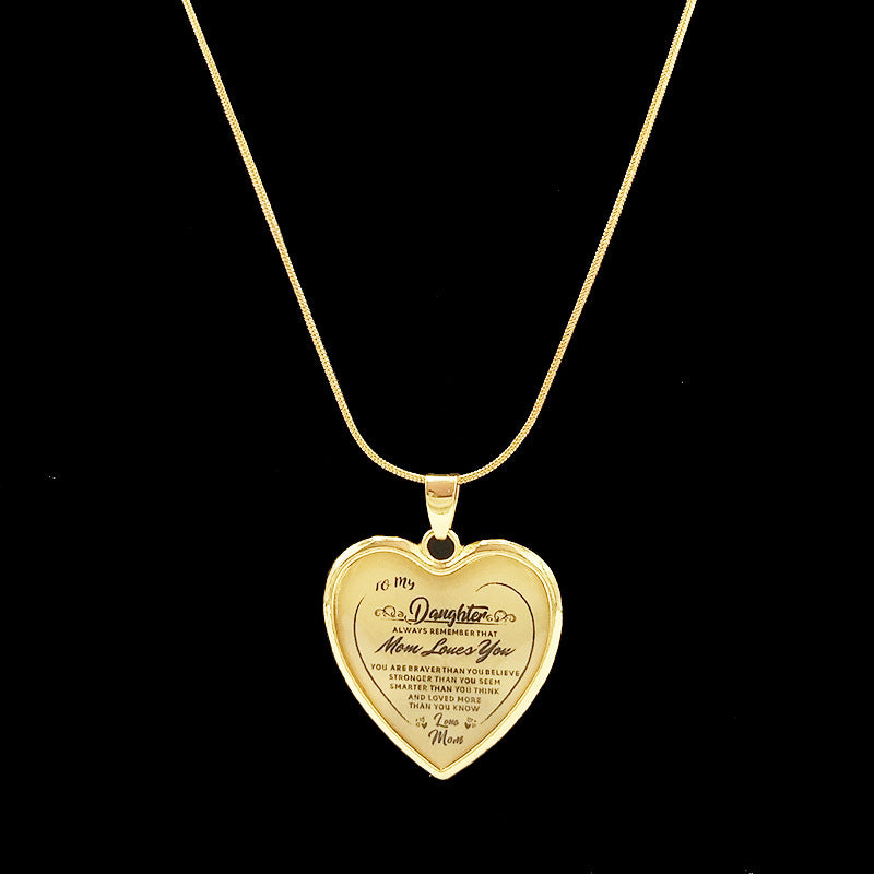 Necklace To my Daughter lovedad Peach Heart Alloy