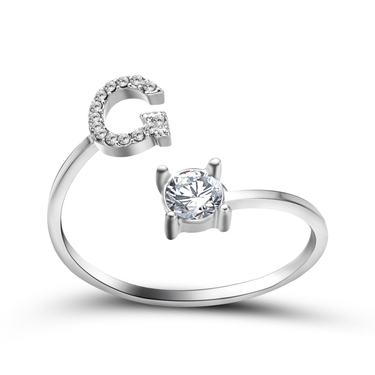 Personalized Initial Letter Ring | Adjustable Zircon Ring for Women