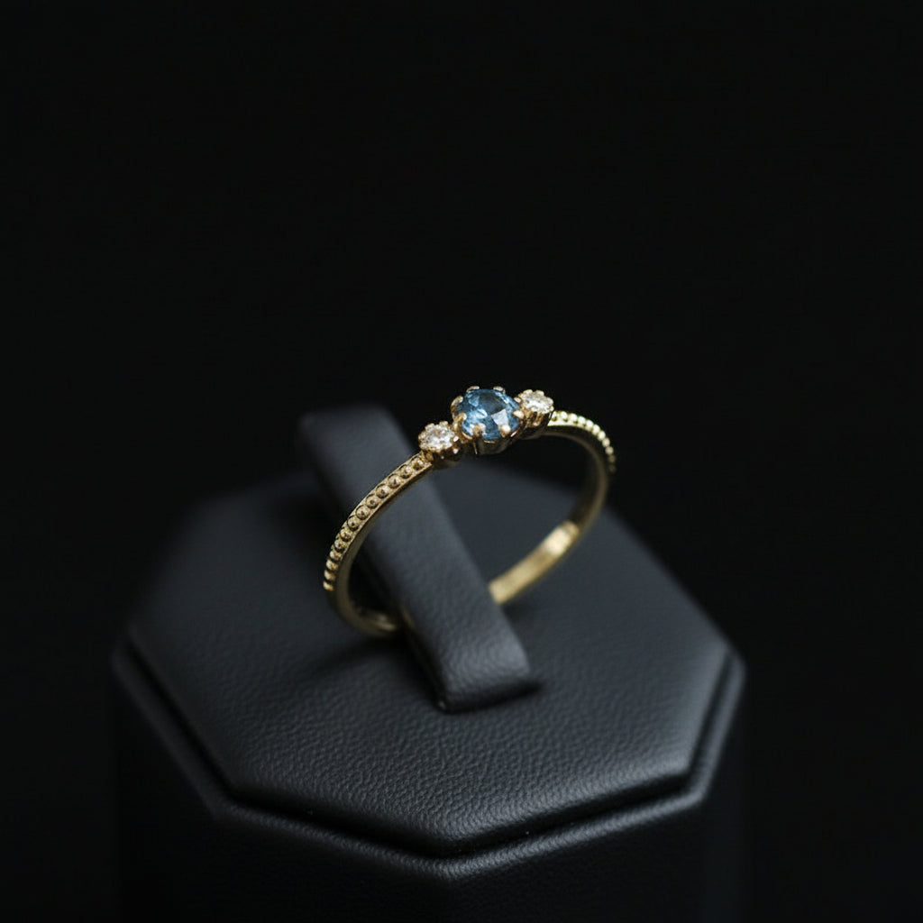 ROMAD Ocean Blue Rhinestone Rings  Gold Silver Rings for Wedding Engagement