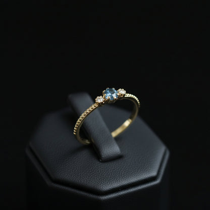 ROMAD Ocean Blue Rhinestone Rings  Gold Silver Rings for Wedding Engagement