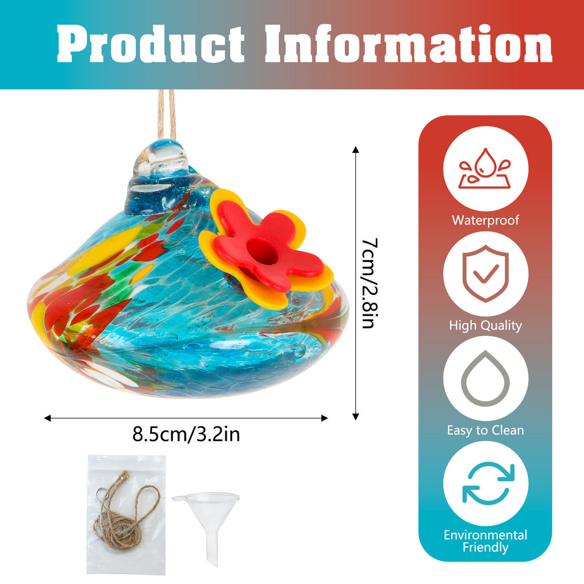 Handcrafted Glass Bird Feeder – Decorative Outdoor Garden Feeder