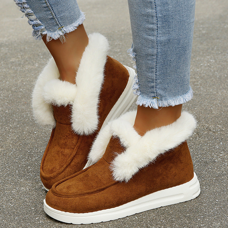 Women’s Plush Fur Ankle Boots – Soft & Warm Winter Footwear
