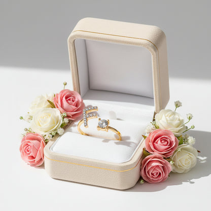 Personalized Initial Letter Ring | Adjustable Zircon Ring for Women