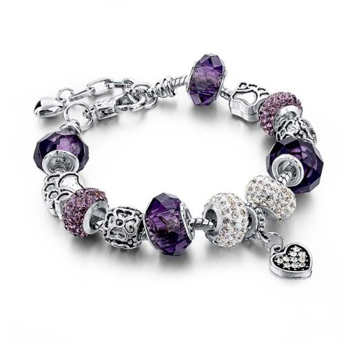 Crystal Beads Bracelets & Bangles Snake Chain Charm Bracelet