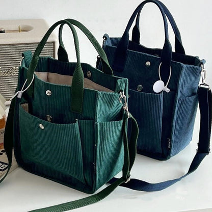 Corduroy Multi-Pocket Messenger Bag
