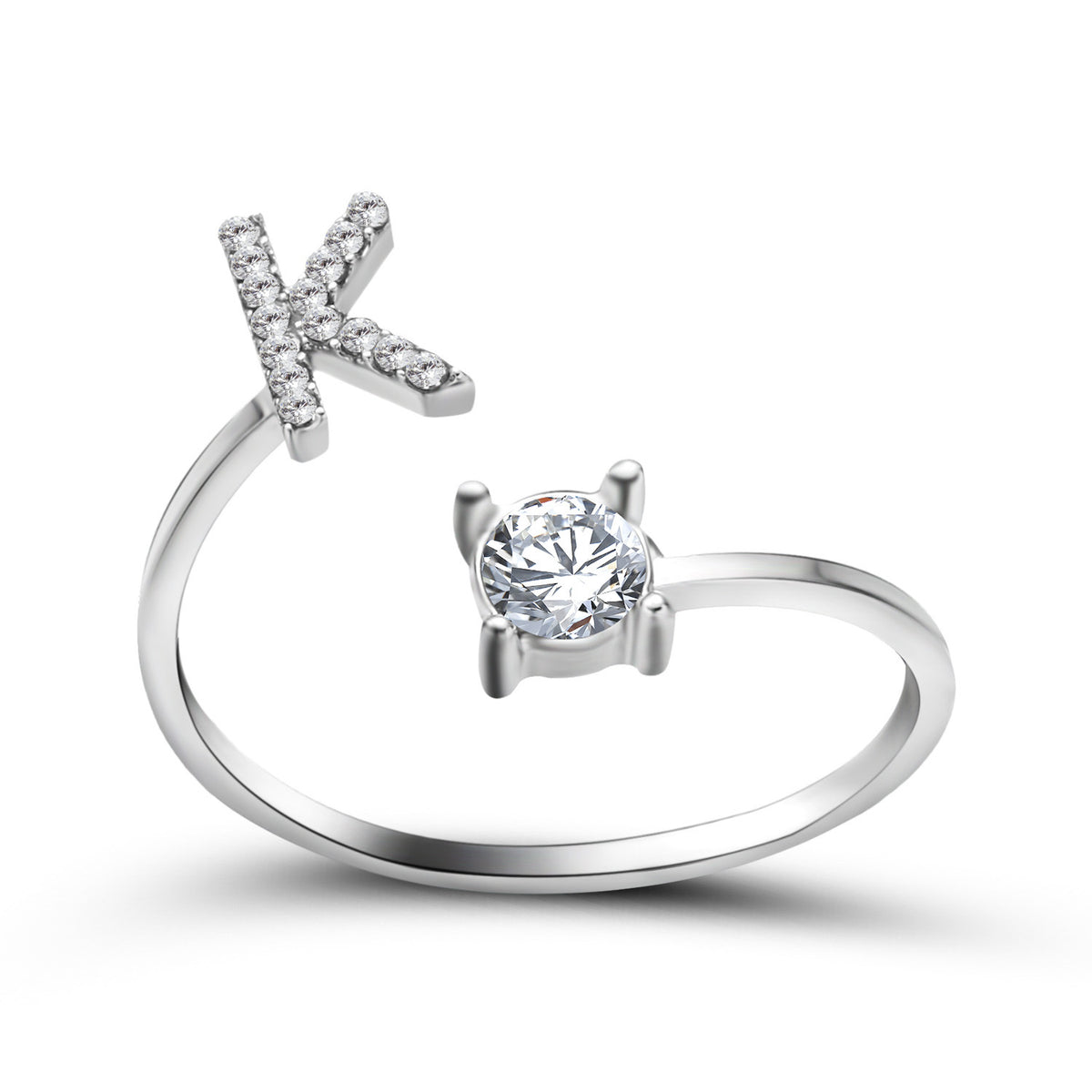 Personalized Initial Letter Ring | Adjustable Zircon Ring for Women