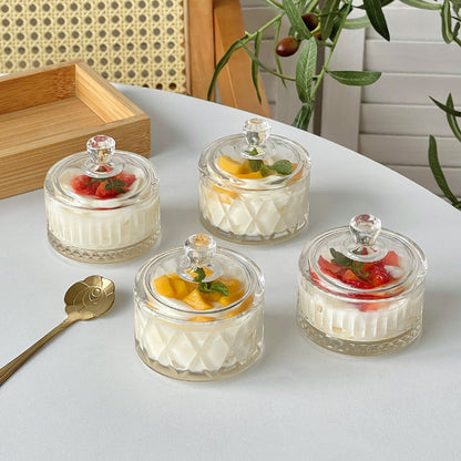 Glass Pudding & Dessert Cup Set – 4 Bowls, Spoons & Tray