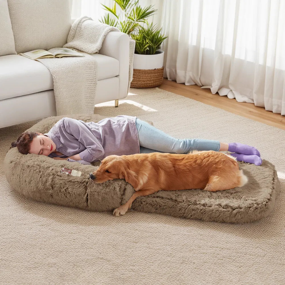 Human Dog Bed – 71"x43"x12" Foldable Plush Orthopedic Bed for People & Pets