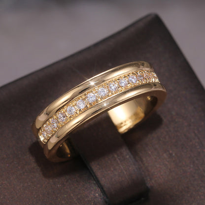 Two-Tone Zircon Ring – Gold & Silver Plated, Geometric Design