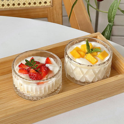 Glass Pudding & Dessert Cup Set – 4 Bowls, Spoons & Tray