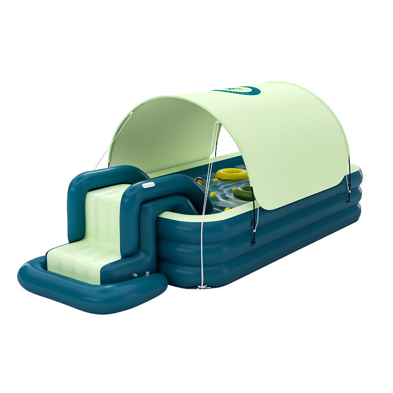 Children's Inflatable Swimming Pool with Shade & Slide