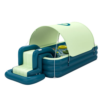 Children's Inflatable Swimming Pool with Shade & Slide