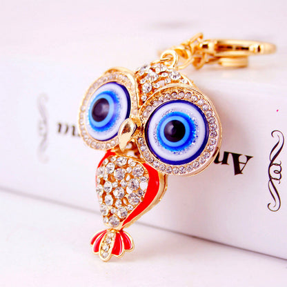 Creative Cartoon Diamond  Owl Car Keychain Pendant