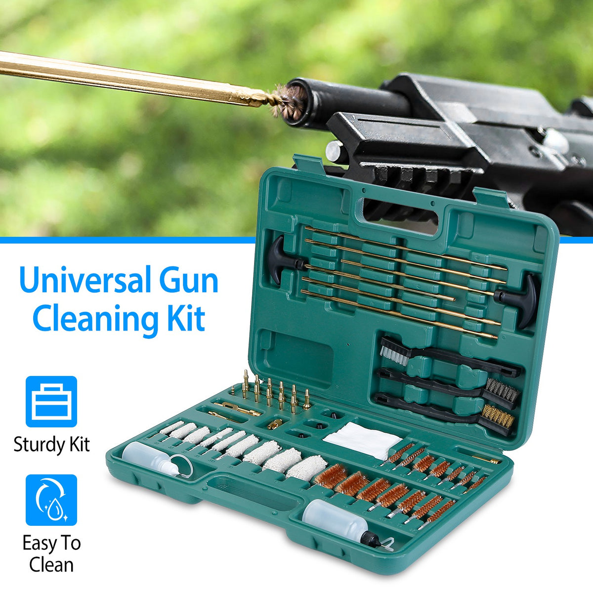 Universal Gun Cleaning Kit - Complete 100+ Piece Set with Case for Rifles, Pistols & Shotguns