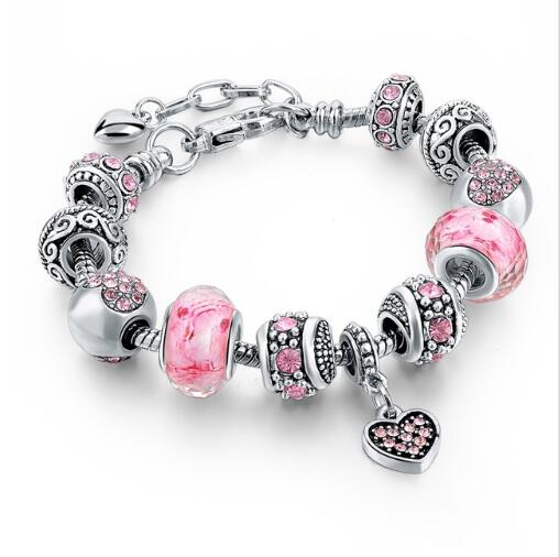 Crystal Beads Bracelets & Bangles Snake Chain Charm Bracelet