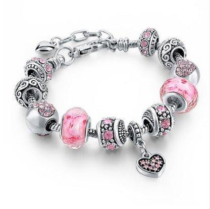 Crystal Beads Bracelets & Bangles Snake Chain Charm Bracelet