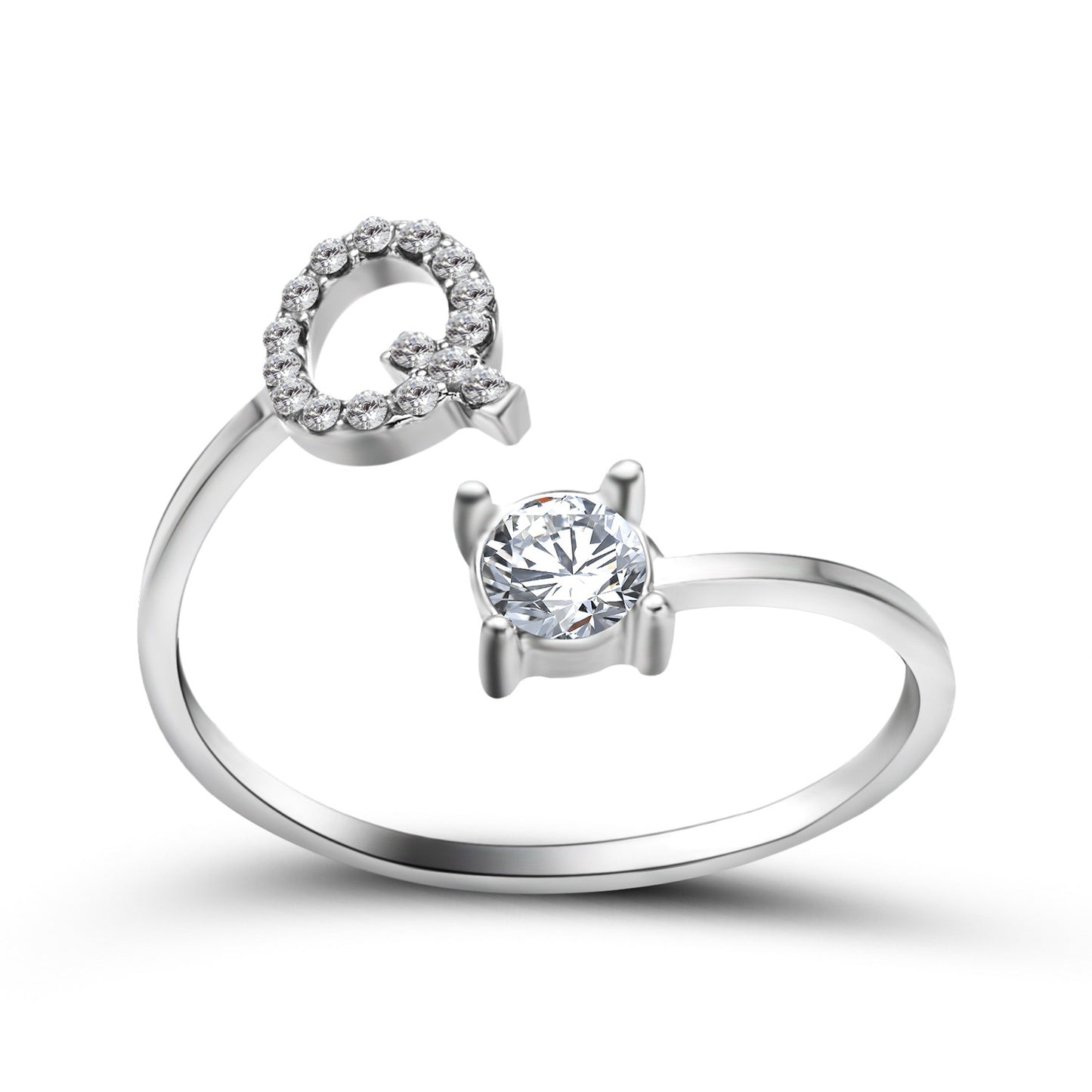 Personalized Initial Letter Ring | Adjustable Zircon Ring for Women