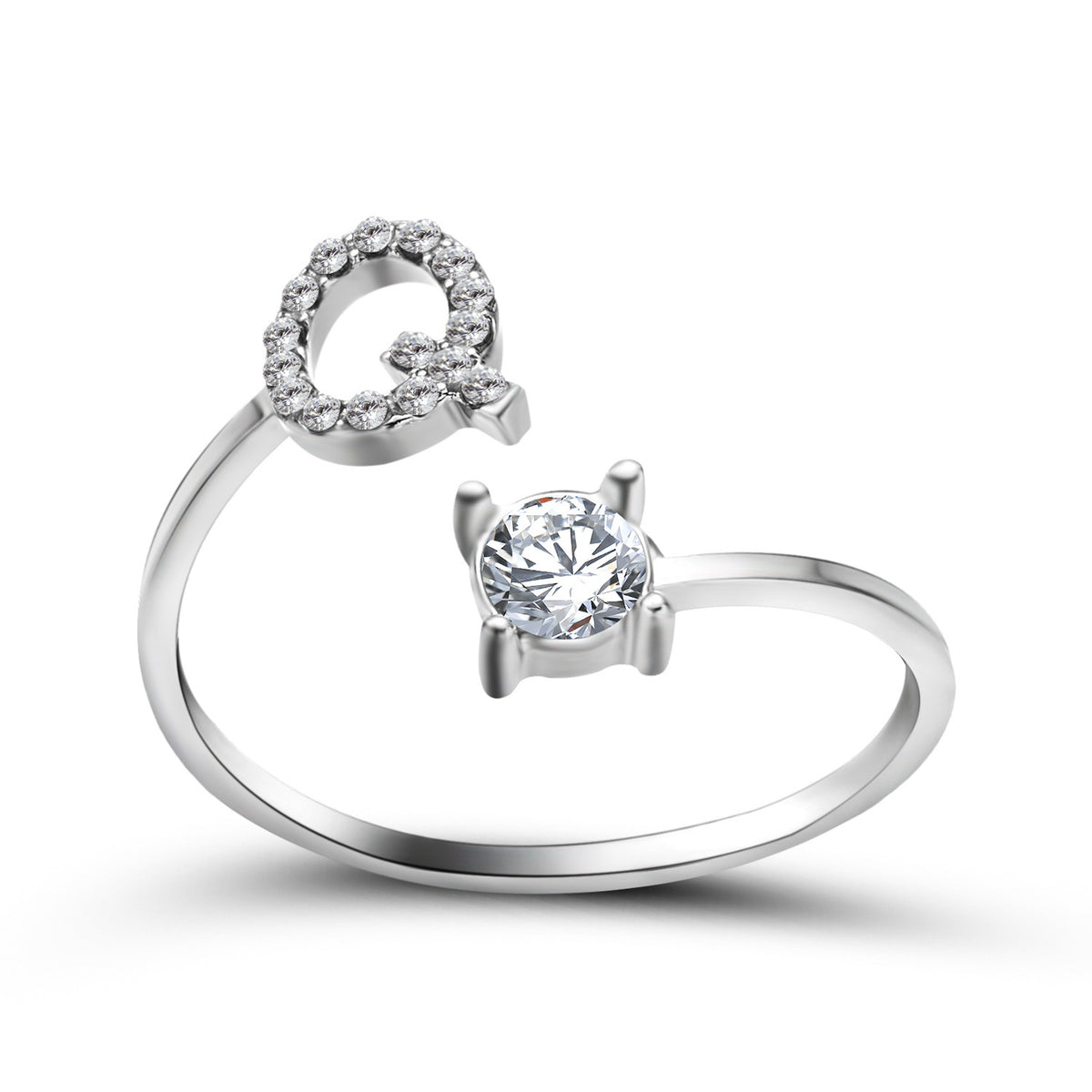 Personalized Initial Letter Ring | Adjustable Zircon Ring for Women