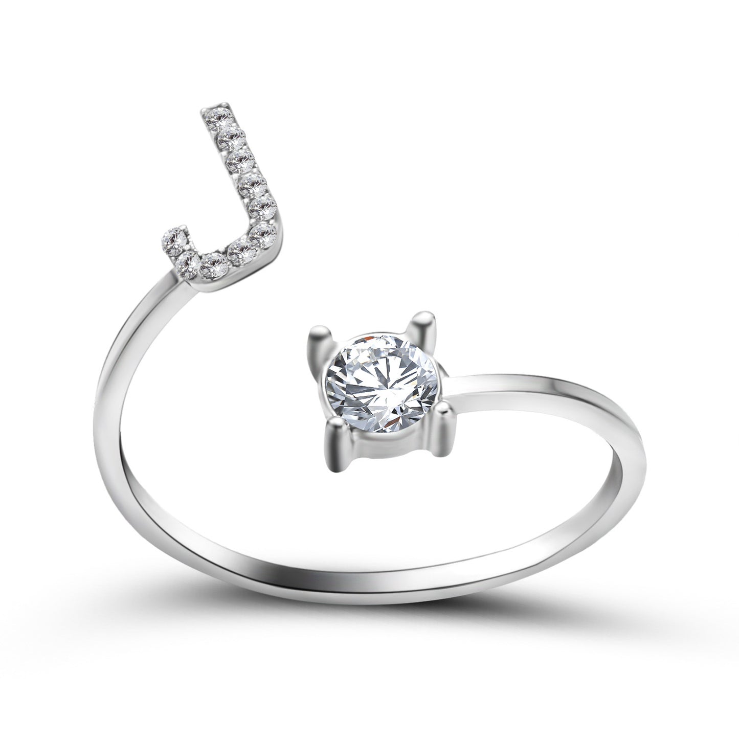 Personalized Initial Letter Ring | Adjustable Zircon Ring for Women
