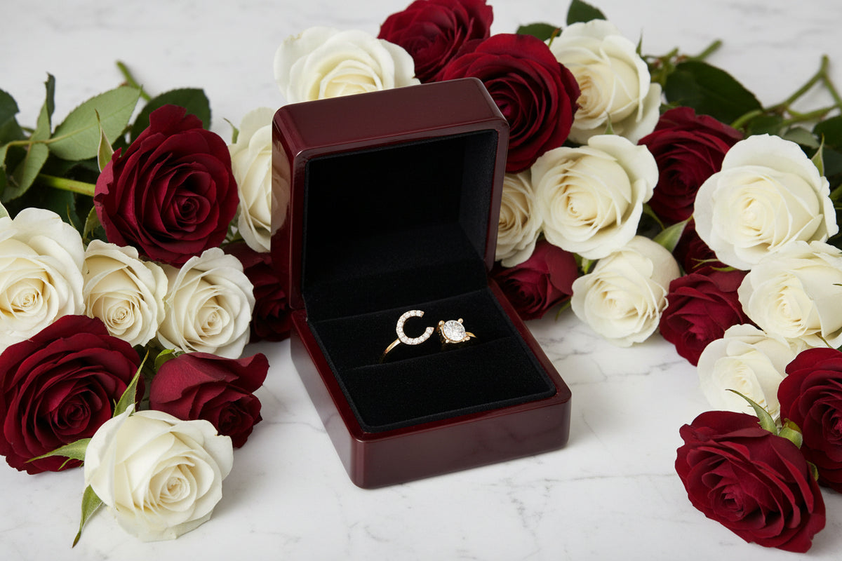 Personalized Initial Letter Ring | Adjustable Zircon Ring for Women