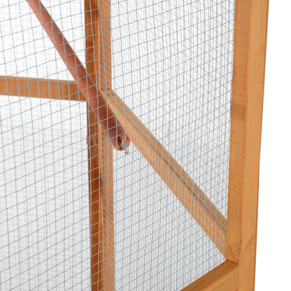 Large Wooden Bird Aviary – Hexagonal Outdoor Flight Cage with Covered Roof
