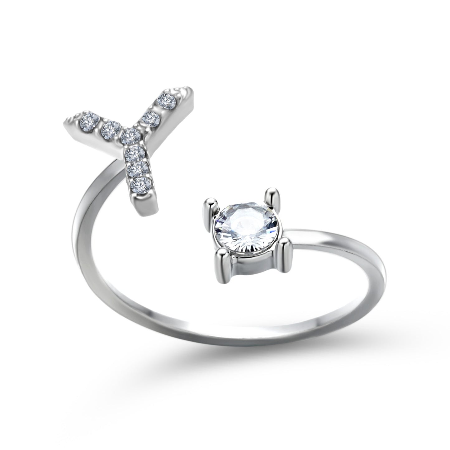Personalized Initial Letter Ring | Adjustable Zircon Ring for Women