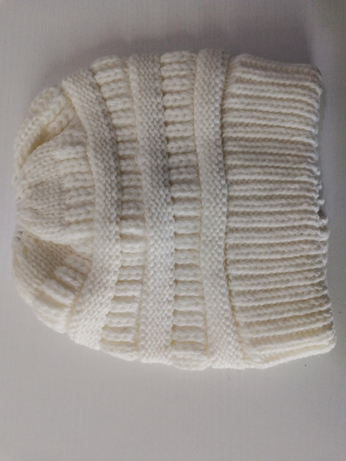 Mixed Color Knitted Wool Hat Ladies Ponytail Hat