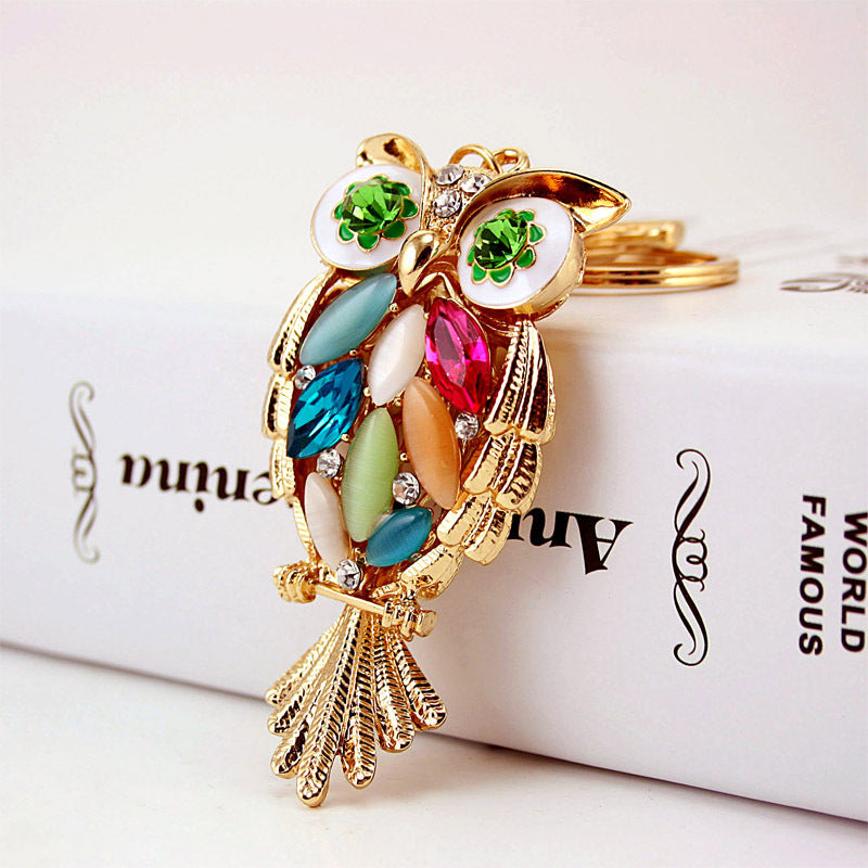 Creative Cartoon Diamond  Owl Car Keychain Pendant