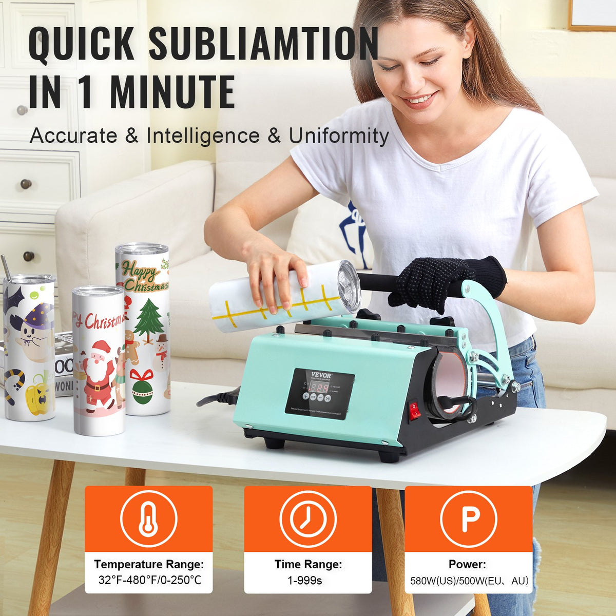 Tumbler Heat Press Machine with 8 Blank Tumblers - Complete Sublimation Kit