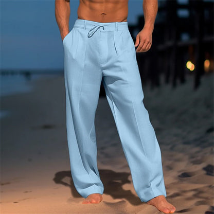 Men's Wide-Leg Drawstring Pants with Pockets