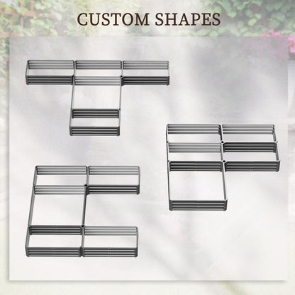 Steel Raised Garden Bed Set - 5-Piece Modular Planter System, 8'x8'x1' - Gray