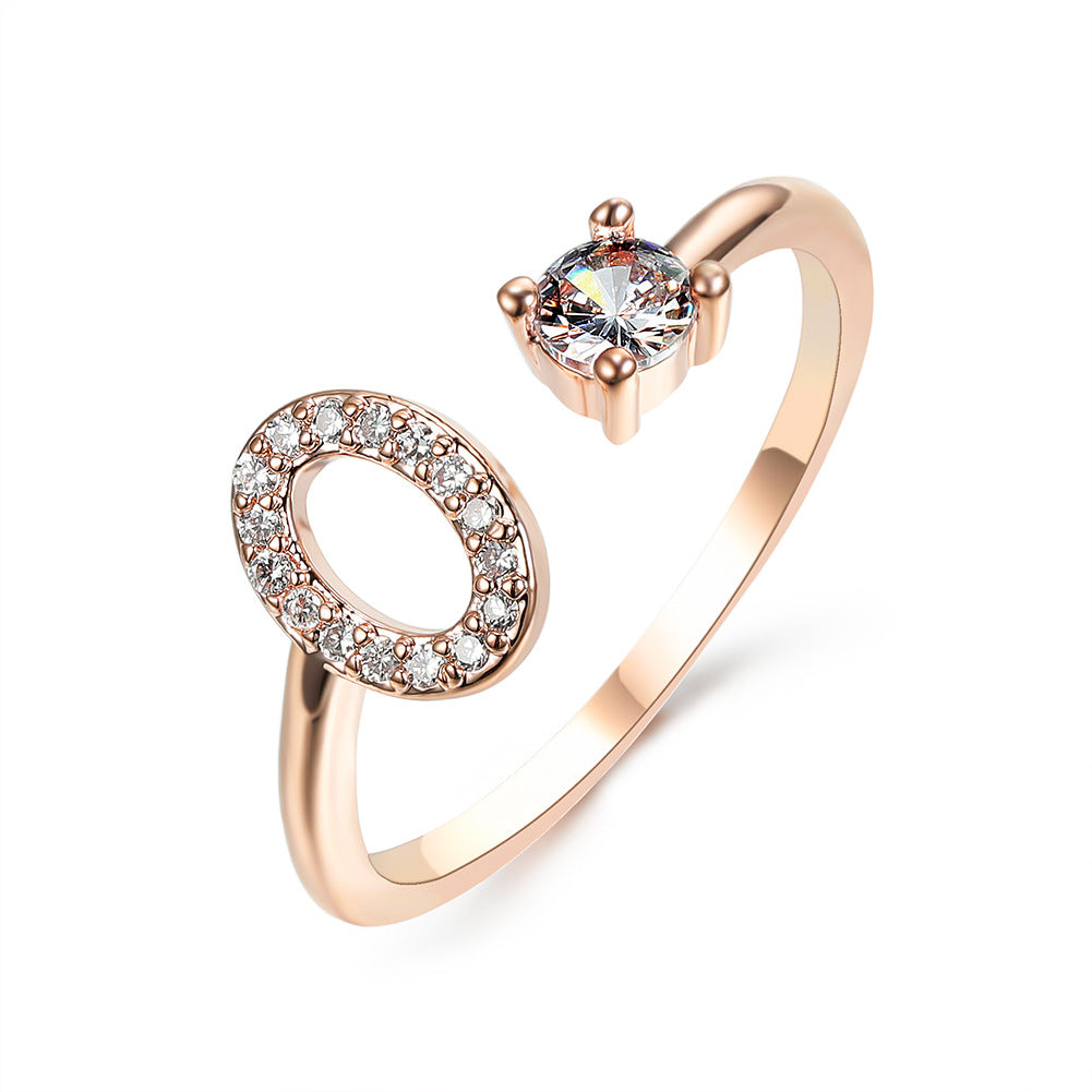 Personalized Initial Letter Ring | Adjustable Zircon Ring for Women