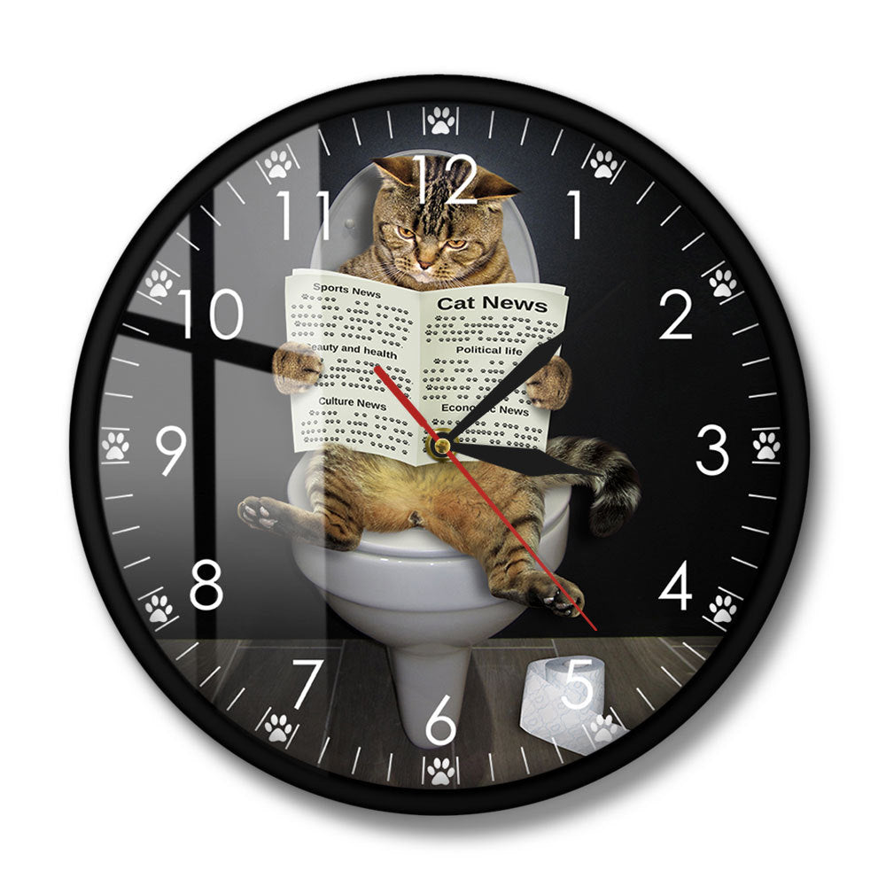 “Hilarious Cat on Toilet Clock – Perfect Gift for Cat Lovers”