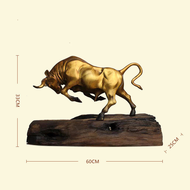 Premium Brass Bull Sculpture - Handcrafted Copper Desk Statue