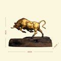 Premium Brass Bull Sculpture - Handcrafted Copper Desk Statue