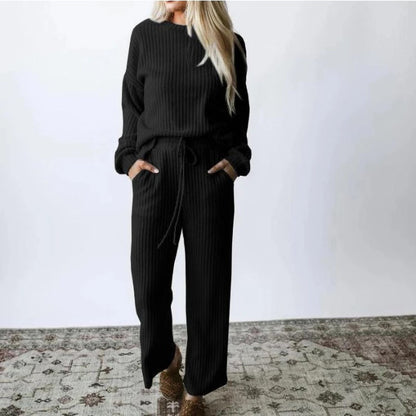 Women's Casual Knit Sweater & Straight-Leg Pants Set